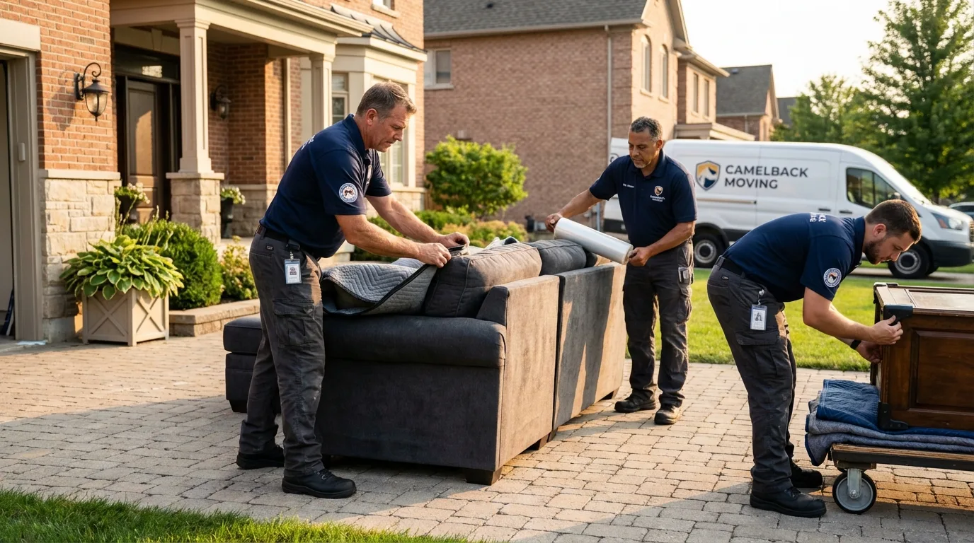 Large estate moving crew wrapping furniture in Amboy, WA